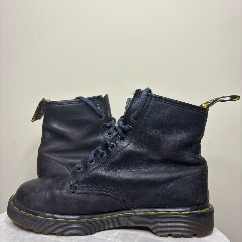 Vintage Dr Martens Boots Made in England 90s Womens Navy Black Rare Womens - Picture 5 of 7